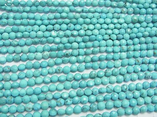 Diamond Cut!  1strand $8.79! Magnesite Turquoise  Faceted Coin 4x4x3mm 1strand (aprx.15inch/37cm)