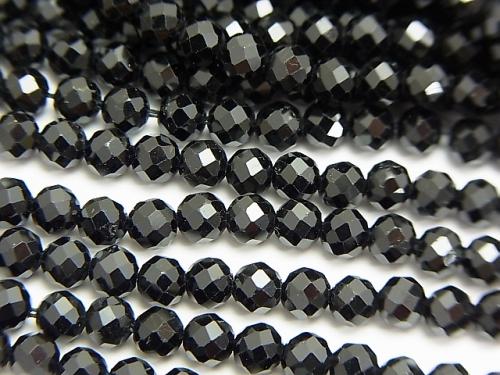 Diamond Cut! 1strand $8.79! Black Tourmaline AAA - Faceted Round 4mm 1strand (aprx.15inch / 37cm)