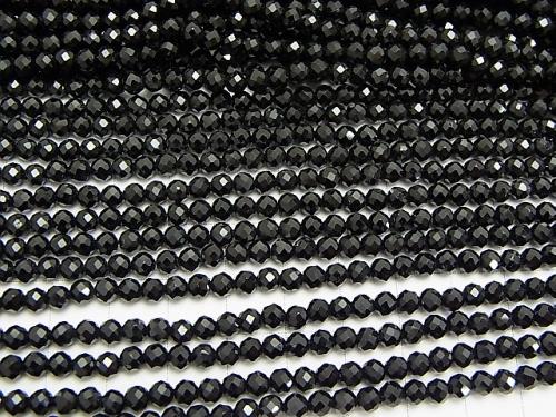 Diamond Cut! 1strand $8.79! Black Tourmaline AAA - Faceted Round 4mm 1strand (aprx.15inch / 37cm)