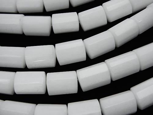 White Jade Triangle Faceted Tube 14 x 11 x 11 mm half or 1 strand (aprx. 15 inch / 37 cm)
