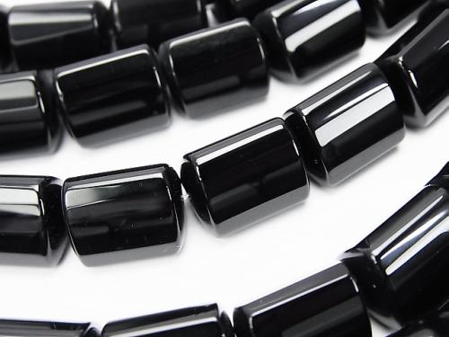 Onyx  Triangle Faceted Tube 14x11x11mm half or 1strand (aprx.15inch/38cm)
