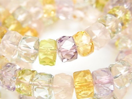 [Video] High Quality Mixed Stone AAA- Faceted Button Roundel 8x8x5mm Bracelet