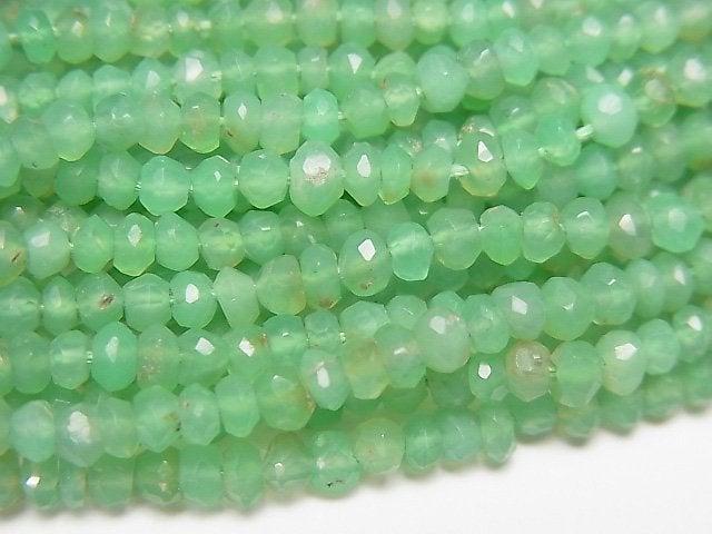 [Video] Chrysoprase AA++ Faceted Button Roundel half or 1strand beads (aprx.13inch / 32cm)