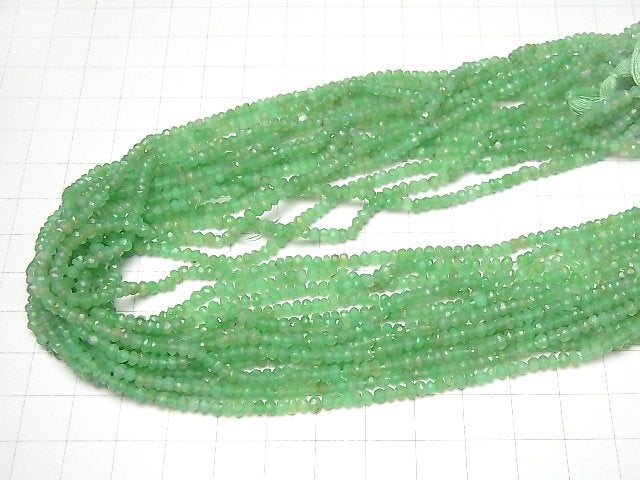 [Video] Chrysoprase AA++ Faceted Button Roundel half or 1strand beads (aprx.13inch / 32cm)