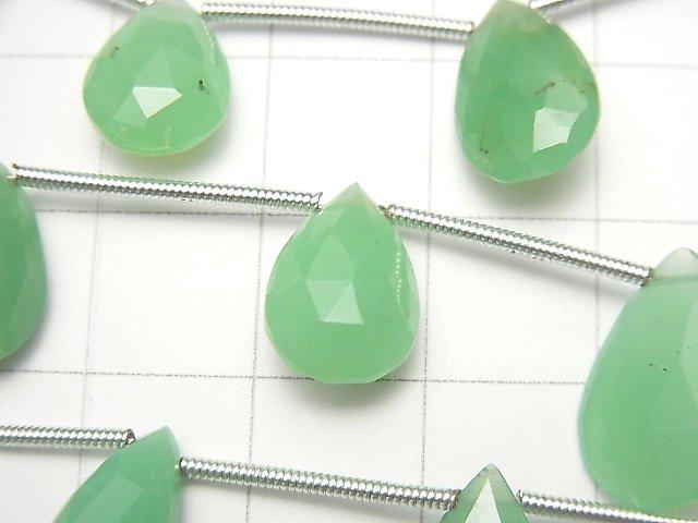 [Video] Chrysoprase AA++ Pear shape Faceted Briolette 1strand (8pcs)