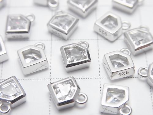2pcs $5.79! Silver925 Diamond motif 8x7x2.5mm charm (with CZ) [Rhodium Plated] 2pcs