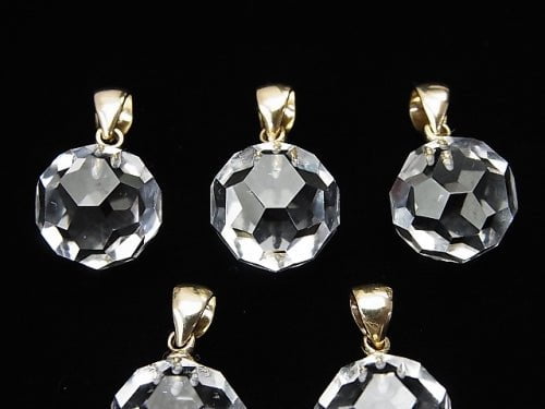 [Video] Crystal AAA+ "Buckyball" Faceted Round 12mm Pendant 14KGP 1pc