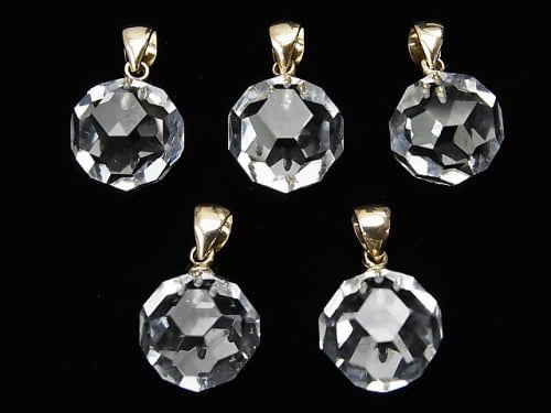 [Video] Crystal AAA+ "Buckyball" Faceted Round 12mm Pendant 14KGP 1pc