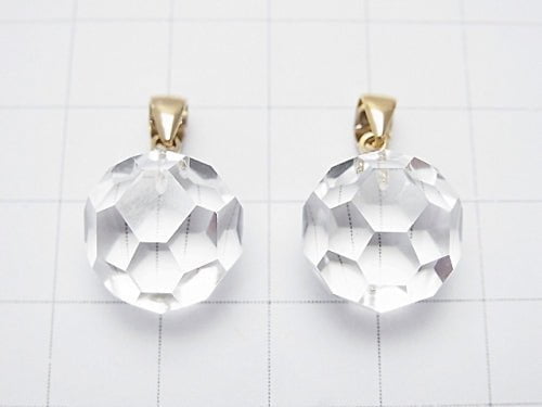 [Video] Crystal AAA+ "Buckyball" Faceted Round 14mm Pendant 14KGP 1pc