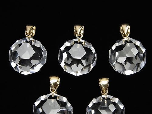 [Video] Crystal AAA+ "Buckyball" Faceted Round 14mm Pendant 14KGP 1pc