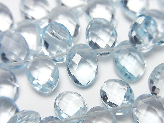 [Video]High Quality Sky Blue Topaz AAA Faceted Oval 8x6x4mm 1/4 or 1strand beads (aprx.7inch/17cm)