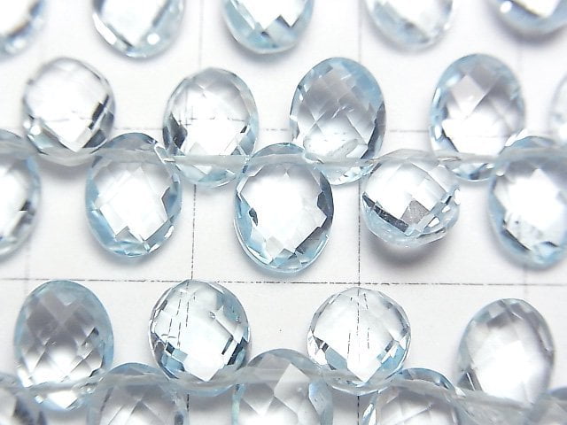 [Video]High Quality Sky Blue Topaz AAA Faceted Oval 8x6x4mm 1/4 or 1strand beads (aprx.7inch/17cm)