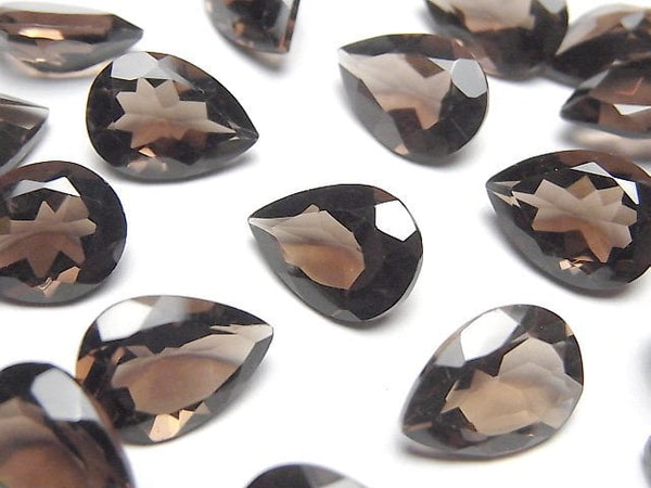 [Video]High Quality Smoky Quartz AAA Loose stone Pear shape Faceted 14x10mm 2pcs