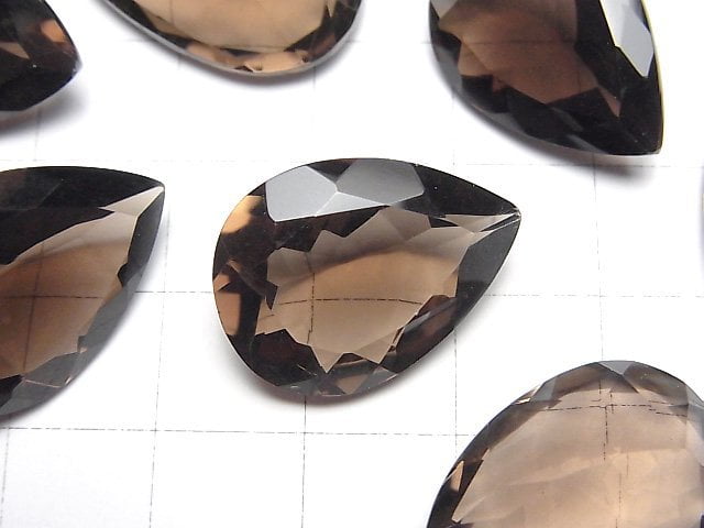 [Video]High Quality Smoky Quartz AAA Loose stone Pear shape Faceted 22x16mm 1pc