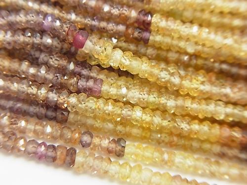 High Quality Multicolor Natural Zircon AAA Faceted Button Roundel half or 1 strand (aprx. 13 inch / 33 cm)