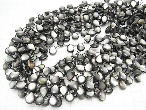 [Video] High quality Black Shell (Black-lip Oyster) AAA Pear shape (Smooth) 10 x 8 x 4 mm 1/4 or 1strand beads (aprx.15 inch / 38 cm)