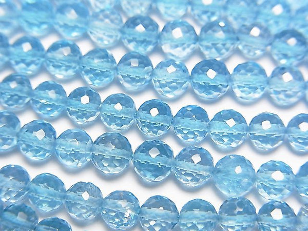 [Video] High Quality Swiss Blue Topaz AAA Faceted Round 1/4 or 1strand beads (aprx.9inch/24cm)