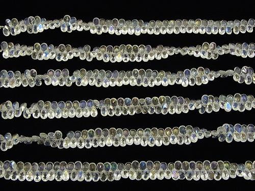Aqua Crystal AAA Pear shape  Faceted 8x5x3mm 1/4 or 1strand (aprx.7inch/18cm)