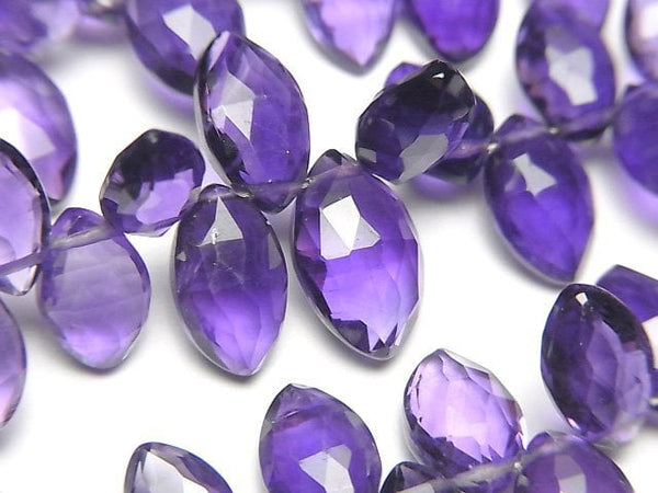 [Video]High Quality Amethyst AAA- Marquise Faceted Briolette 1strand beads (aprx.7inch/18cm)