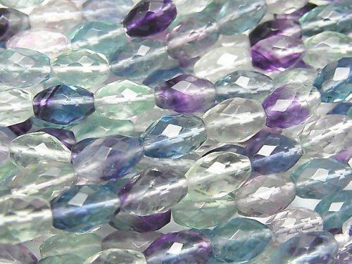 [Video] High Quality! Multicolor Fluorite AAA- Faceted Rice 10x7x7mm half or 1strand beads (aprx.15inch / 38cm)
