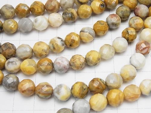 Crazy lace agate 64 Faceted Round 8 mm half or 1 strand (aprx.15 inch / 38 cm)