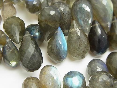 High Quality Labradorite AAA - Drop Faceted Briolette size gradation half or 1strand (aprx.7inch / 18 cm)