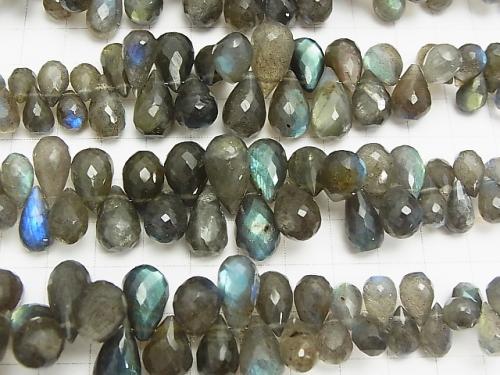 High Quality Labradorite AAA - Drop Faceted Briolette size gradation half or 1strand (aprx.7inch / 18 cm)