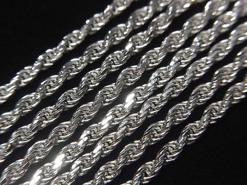 Silver925 Rope Chain 2.3mm Rhodium Plated [40cm][45cm][50cm][60cm] Necklace 1pc