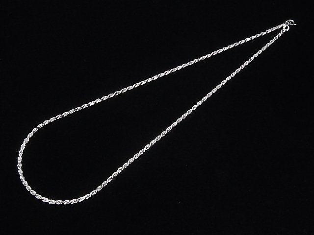 Silver925 Rope Chain 2.3mm Rhodium Plated [40cm][45cm][50cm][60cm] Necklace 1pc