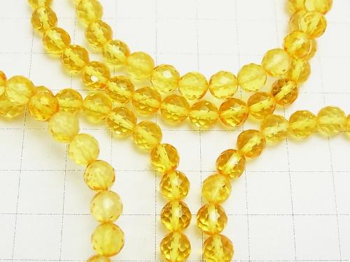 Baltic Amber 64 Faceted Round [S] [M] Yellow Color 1strand (Bracelet)