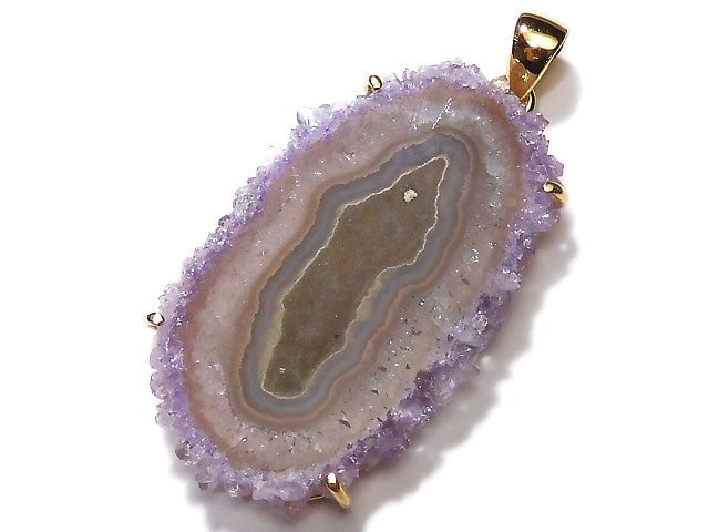 [Video] [One of a kind] Flower Amethyst Pendant 18KGP NO.135