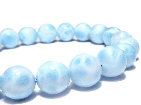 [Video] [One of a kind] High Quality Larimar Pectolite AAA Round 9mm Bracelet NO.135