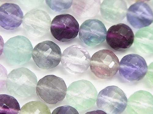 Multicolor Fluorite AA + Twist 72 Faceted Round 10 mm half or 1 strand (aprx.15 inch / 38 cm)