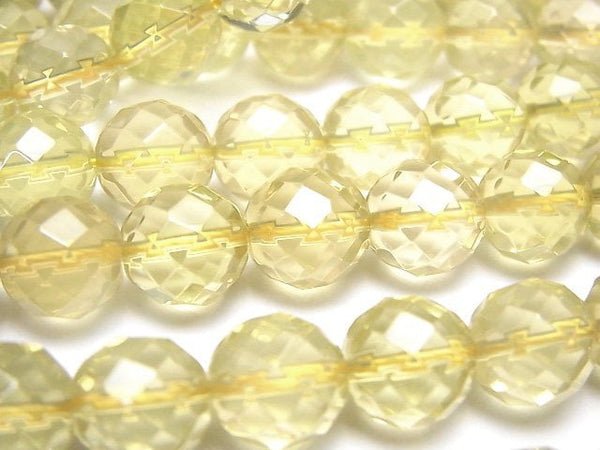 [Video]Lemon Quartz AAA 64Faceted Round 10mm 1/4-1strand beads (aprx.15inch/37cm)