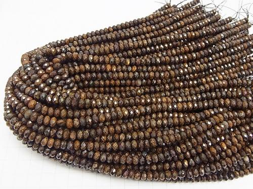 Diamond Cut!  Bronzite  Faceted Button Roundel 6x6x4mm half or 1strand (aprx.15inch/37cm)