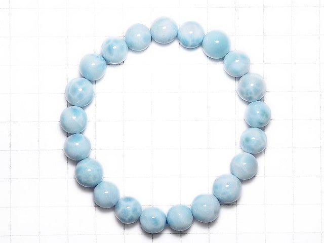 [Video] [One of a kind] High Quality Larimar Pectolite AAA Round 9mm Bracelet NO.135