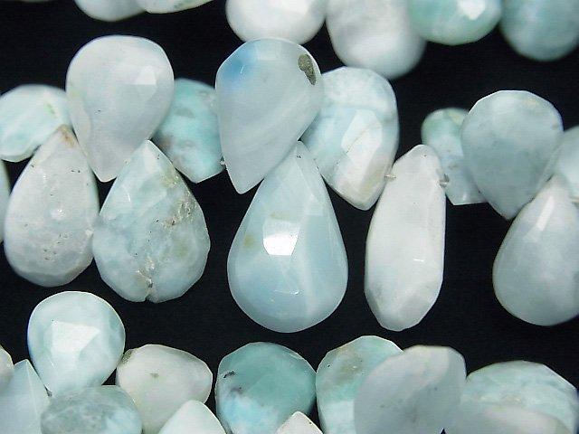 [Video] Larimar Pectolite AA Pear shape  Faceted Briolette  half or 1strand beads (aprx.7inch/18cm)