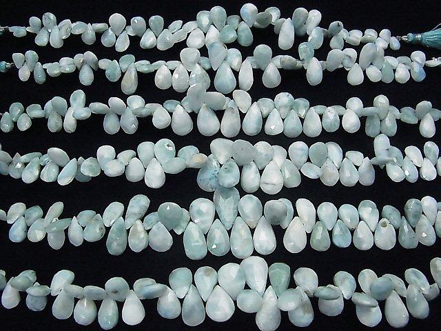 [Video] Larimar Pectolite AA Pear shape  Faceted Briolette  half or 1strand beads (aprx.7inch/18cm)
