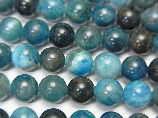 [Video]Madagascar Blue Apatite AA - Round 6 mm half or 1 strand beads (aprx. 15 inch / 38 cm)