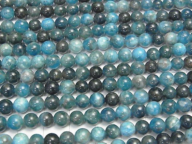[Video]Madagascar Blue Apatite AA - Round 6 mm half or 1 strand beads (aprx. 15 inch / 38 cm)