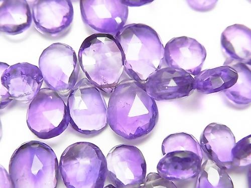[Video] High Quality Amethyst AAA- Pear shape  Faceted Briolette  half or 1strand beads (aprx.7inch/18cm)