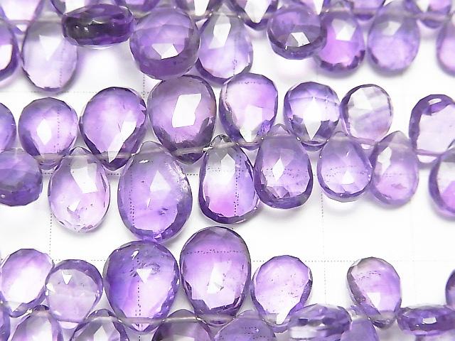[Video] High Quality Amethyst AAA- Pear shape  Faceted Briolette  half or 1strand beads (aprx.7inch/18cm)