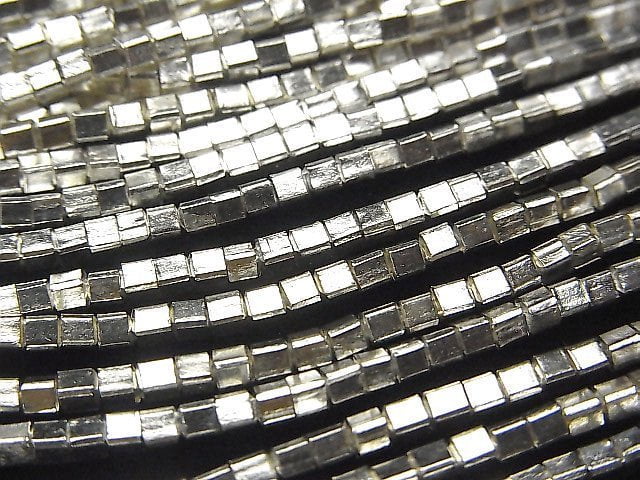 Karen Silver Cube 2x2x2mm White Silver 1/4 or 1strand beads (aprx.25inch/62cm)