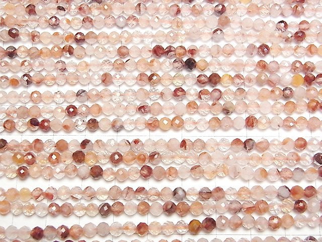 [Video] High Quality! Red Hematite Quartz Faceted Round 4mm 1strand beads (aprx.15inch/37cm)