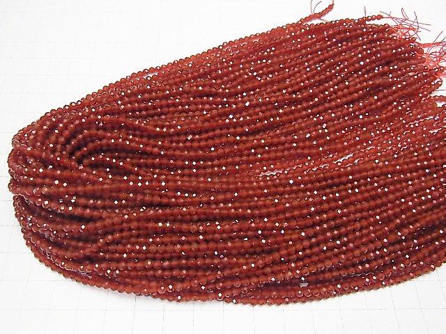 [Video] High Quality! Red Agate AAA Small Size Faceted Round 3mm 1strand beads (aprx.15inch / 37cm)