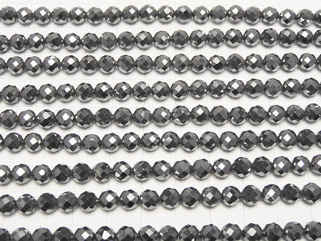 [Video]High Quality! 2pcs $7.79! Hematite 64Faceted Round 6mm 1strand beads (aprx.15inch/38cm)