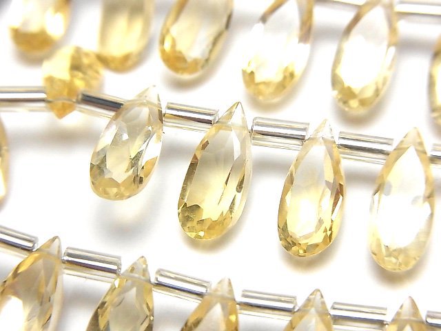 [Video]High Quality Citrine AAA Pear shape Faceted 12x5mm half or 1strand (18pcs )