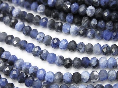 1strand $13.99! Diamond Cut!  Sodalite AA++ Faceted Button Roundel 4x4x2mm 1strand (aprx.15inch/36cm)