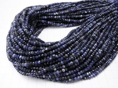 1strand $13.99! Diamond Cut!  Sodalite AA++ Faceted Button Roundel 4x4x2mm 1strand (aprx.15inch/36cm)