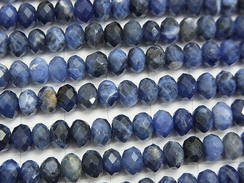 [Video]High Quality! Sodalite AA+ Faceted Button Roundel 6x6x4mm 1strand beads (aprx.15inch/38cm)